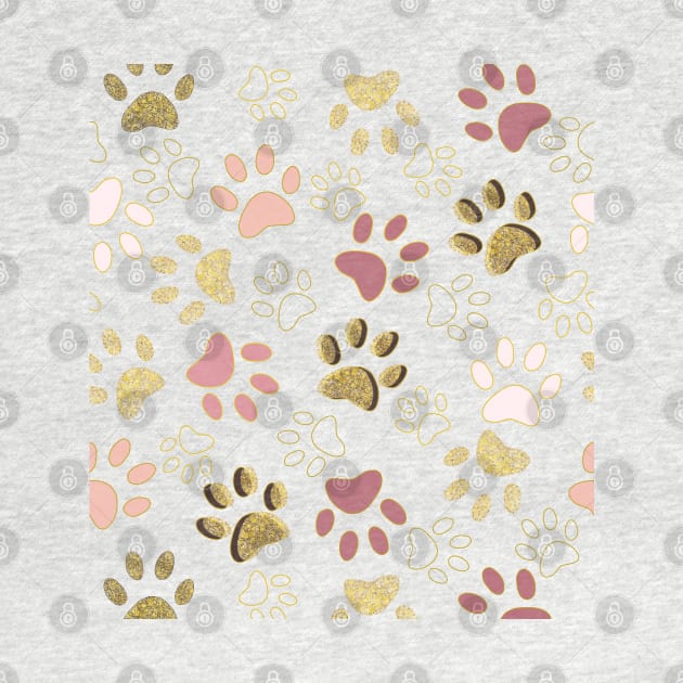 Rose Gold Colored Shining Paw Prints by GULSENGUNEL